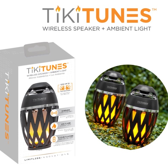 TikiTunes WiFi Bluetooth LED Outdoor Waterproof Flame Torch Wireless Speaker - Picture 1 of 16